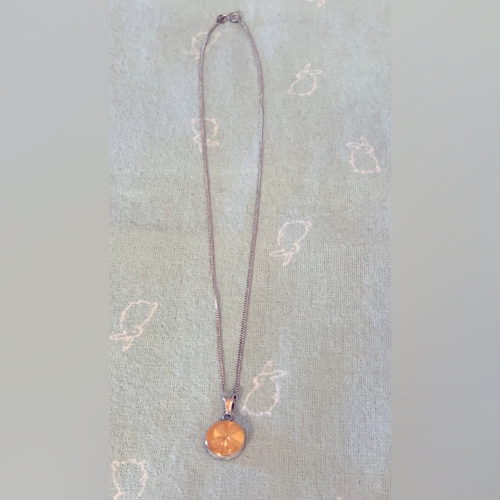 Sterling silver chain with pressed flower pendant